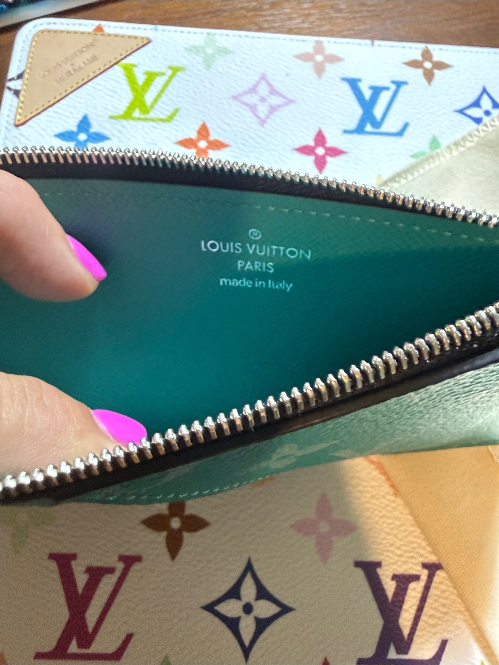 Authentic Louis Vuitton Taigarama Coin and Card Holder Miami Green - Picture 4 of 8